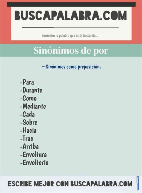 sinonimos de por|sinónimos de por español.